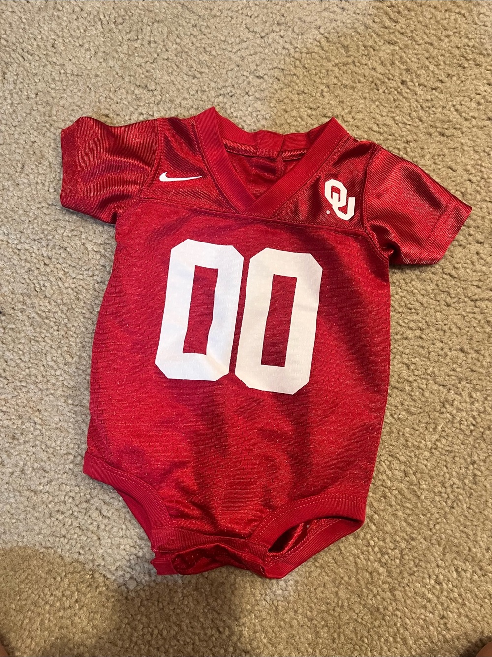 Nike Oklahoma Sooners Red Baby One-Piece Football Bodysuit 3-6 month